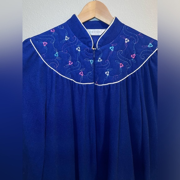 Vintage Partners By Mervyns M Blue Fleece Dress Long Sleeve Nightgown Pajama - Picture 2 of 4
